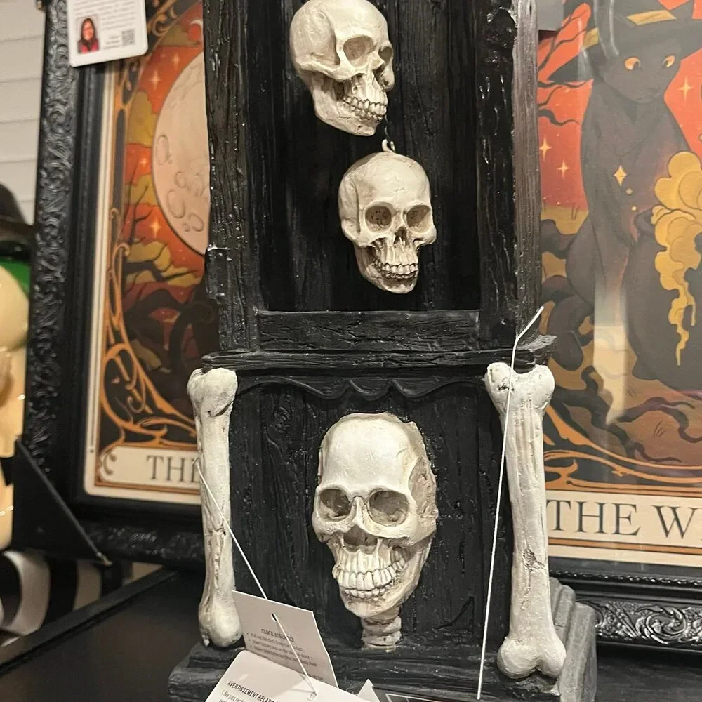 Martha Stewart Halloween Grandinroad Dupe Skeleton Skull Clock Tower Decor